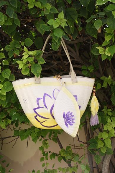 Lotus Power Handmade Tote Bag