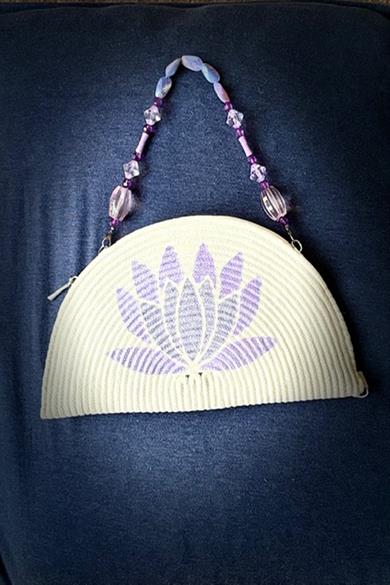 Mystic Metalic Lotus, Hand Painted Organic Bag