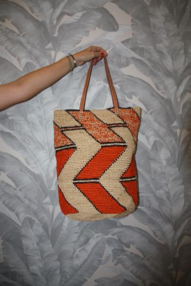 Natural Geometric Pattern Large Shoulder Bag