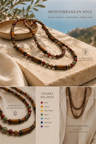 Natural Long Chakra Colours Handmade Necklace