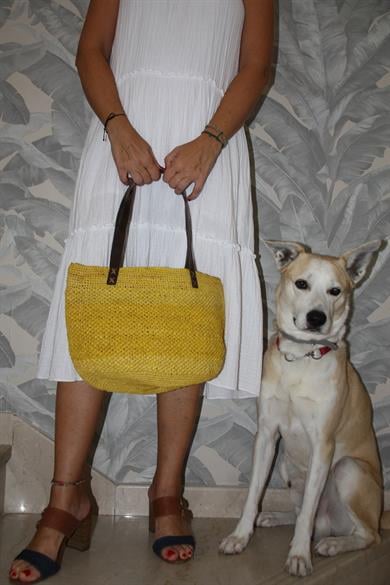 Natural Straw Summer Yellow Bag