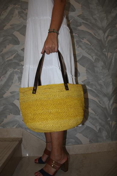Natural Straw Summer Yellow Bag