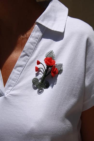 Needle Lace Unique Rose Bouquet Brooch