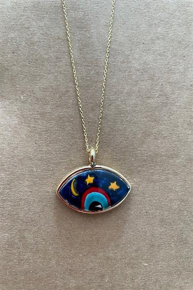 Night Eye Ceramic Amulet Necklace