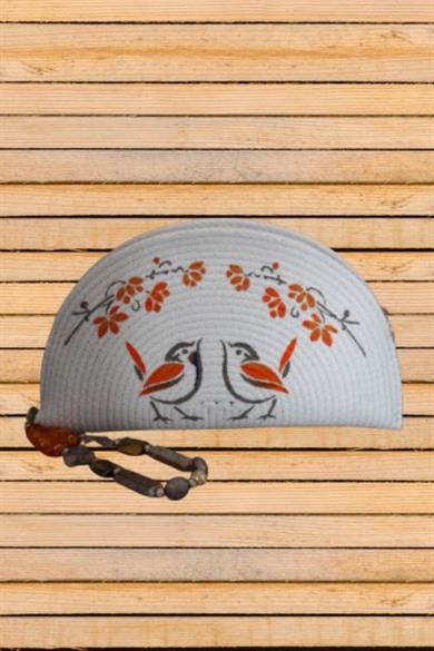 Orange Hummingbirds Couple On Handmade Clutch