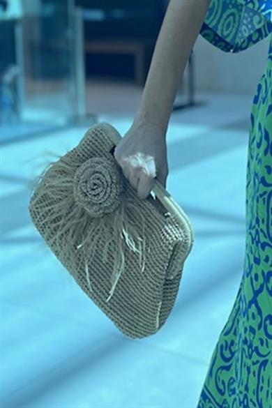 Otris Feathered Crochet Handbag
