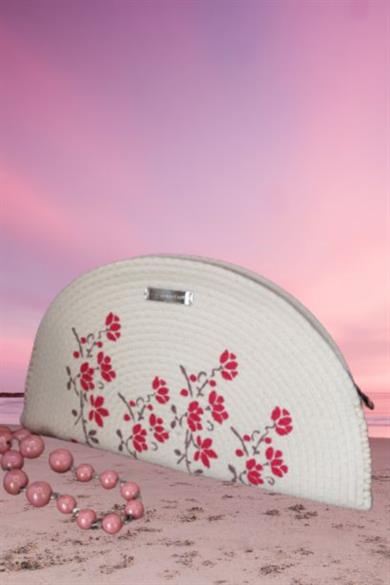 Pink Flowers Field On The Clutch Bag