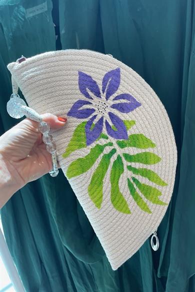 Purple Frangipani  Handpainted  Clutch