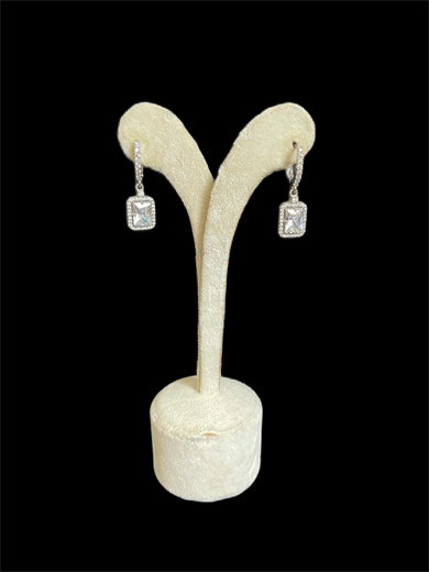 Silver and Zircon Droplet Earrings 