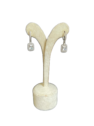 Silver and Zircon Droplet Earrings 