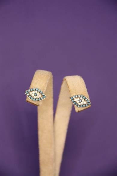 Sparkly Zircon & Silver Evil Eye Earrings