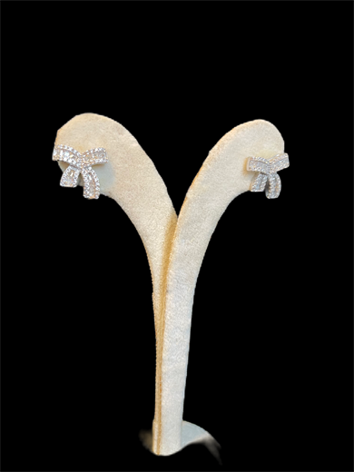 Sterling Silver, Ribbon Design Stud Earring