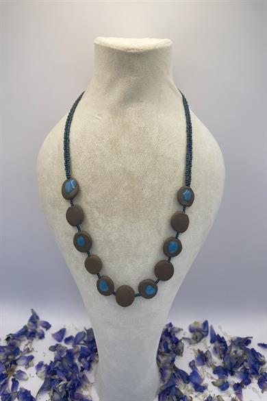 Stylish Blue Handmade Natural Clay Necklace