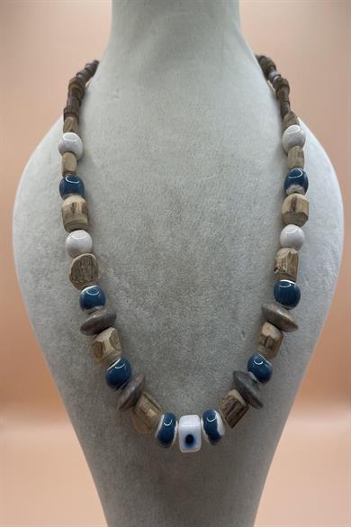 Thankful Necklace Handmade Tulsi and Clay Bead