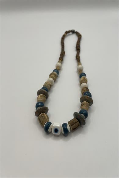 Gratitude Necklace Handmade Tulsi and Clay Bead