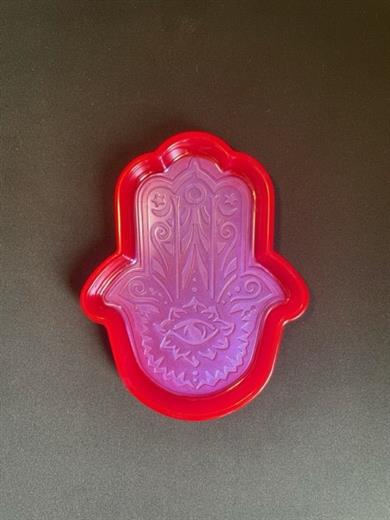 Hamsa Tray, Handmade Epoxy, Red & Purple