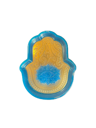 Hamsa Tray, Handmade Epoxy, Blue & Golden
