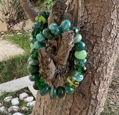 Tones of Green Murano Glass Bracelet