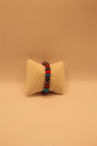 Turquoise and Orange Handmade Murano Bracelet
