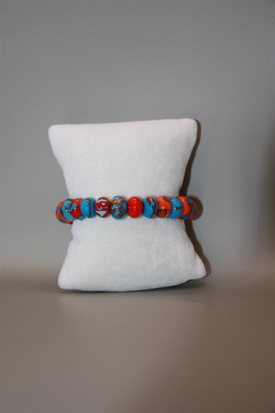 Turquoise and Orange Handmade Murano Bracelet