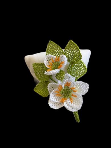 White Flower Handmade Brooch