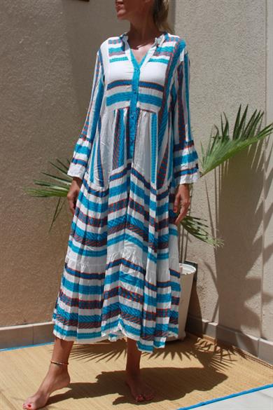 Women Cotton V Neck Dress