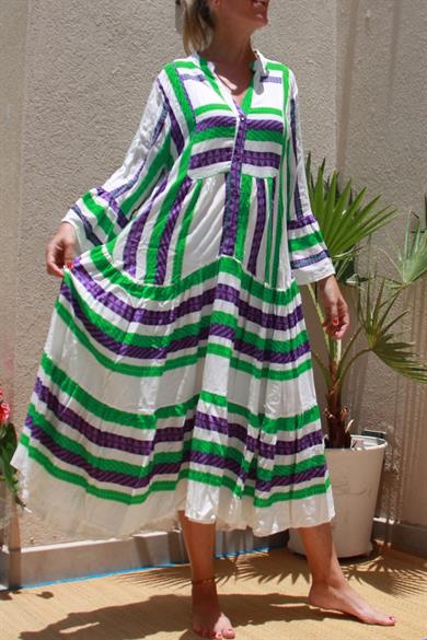 Women V neck Cotton Maxi Dress