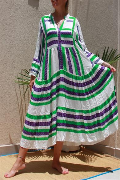 Women V neck Cotton Maxi Dress