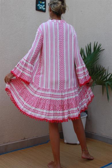 Womens Casual Midi Dress Pink & White