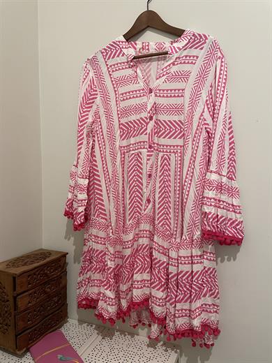 Womens Casual Midi Dress Pink & White