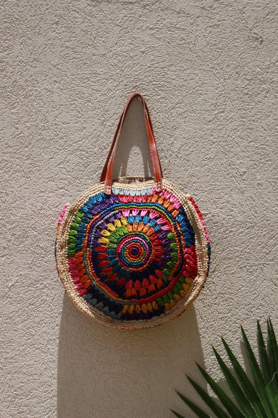 Colourful Natural Fiber Straw Shoulder Bag