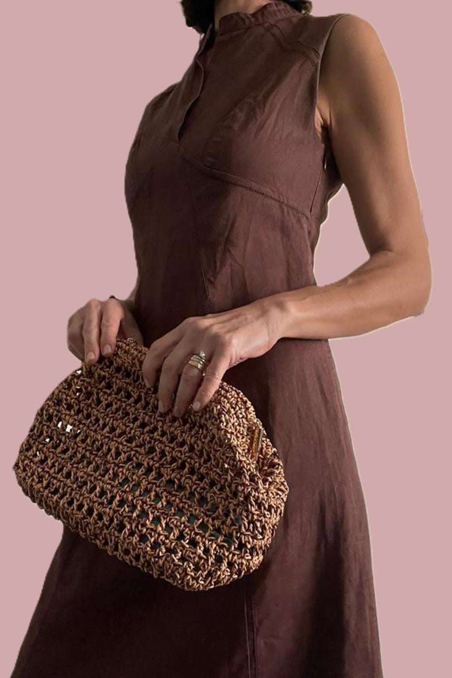 Crochet Pouch Glitter Clutch Bag