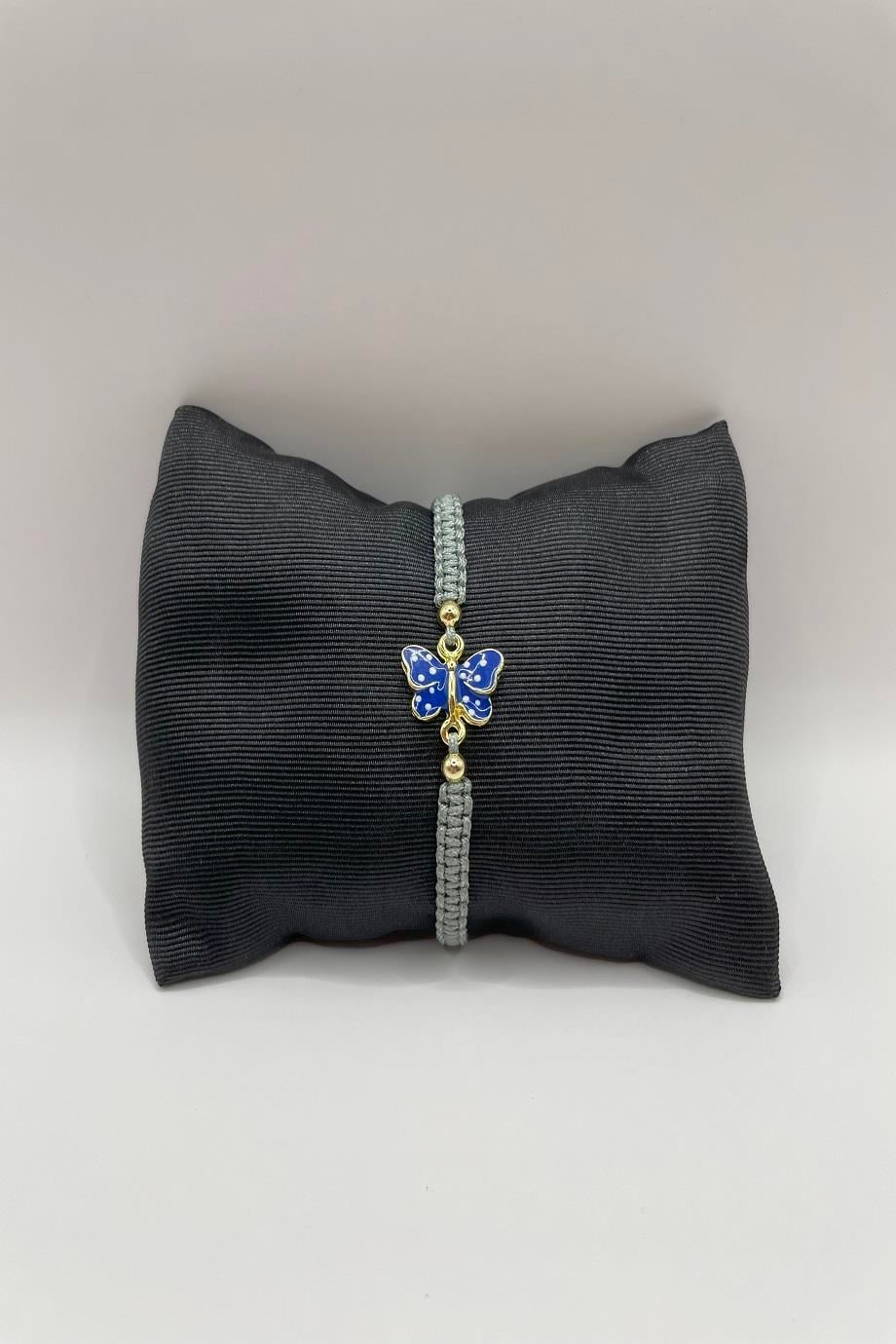 Dainty Blue Enamel Butterfly Bracelet 