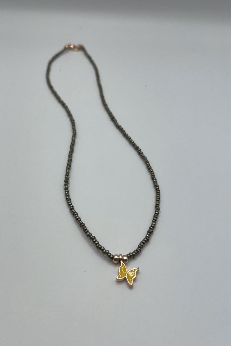 Dainty Yellow Butterfly Necklace for Women