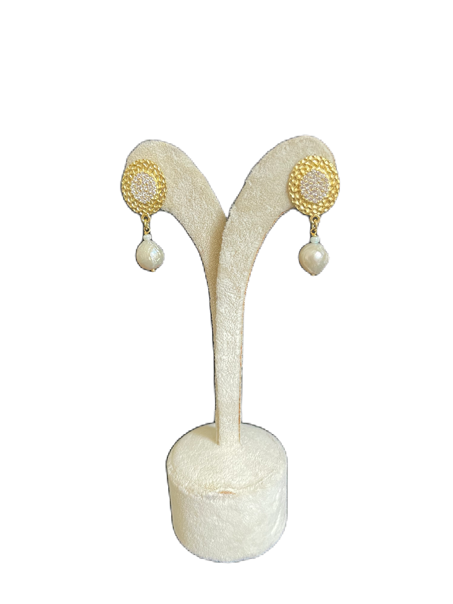 Gold Plated Long Drop Pearl Earrings