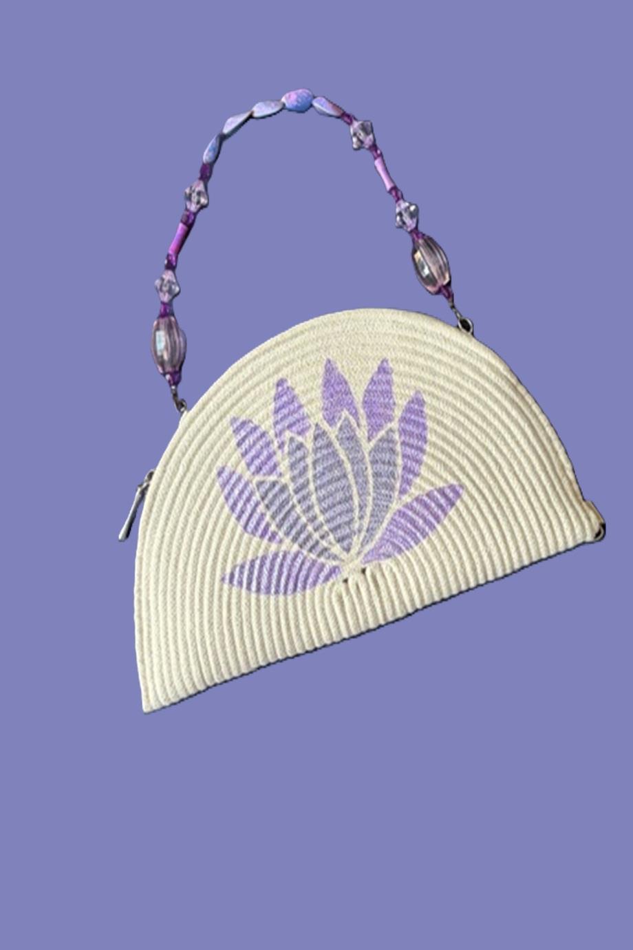 Mystic Metalic Lotus, Hand Painted Organic Bag