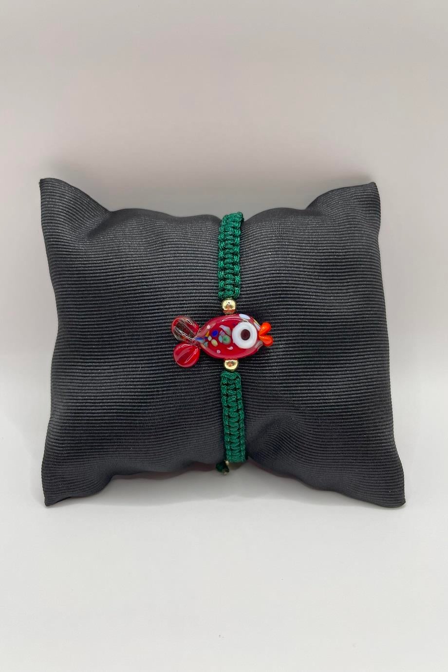 Red Fish Macrame Charm Bracelet 