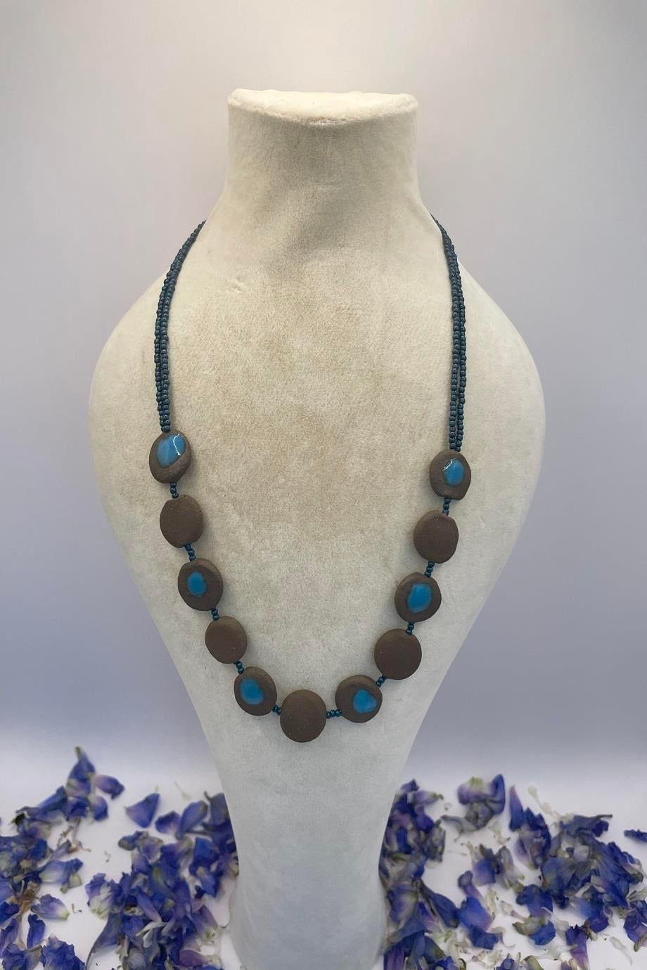Stylish Blue Handmade Natural Clay Necklace