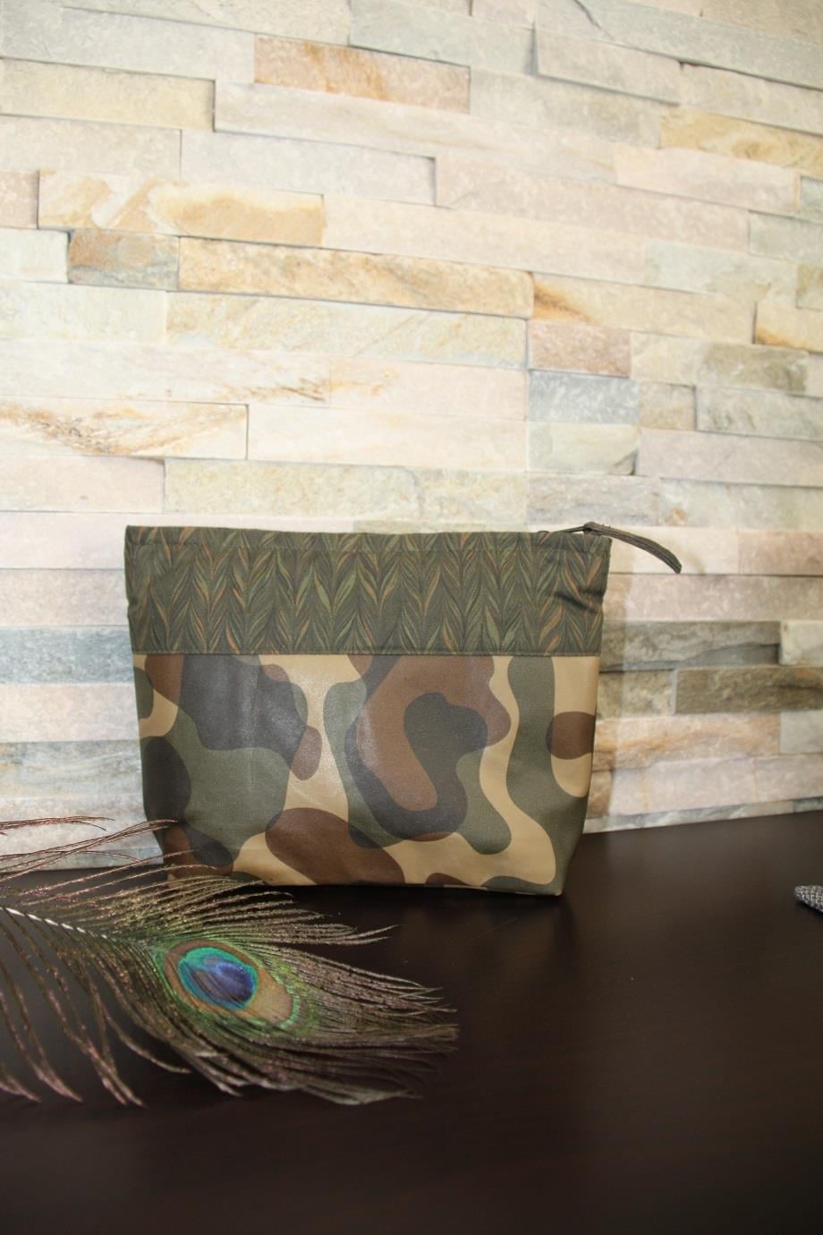 Unique Design Leather - Fabric  Makeup Bag