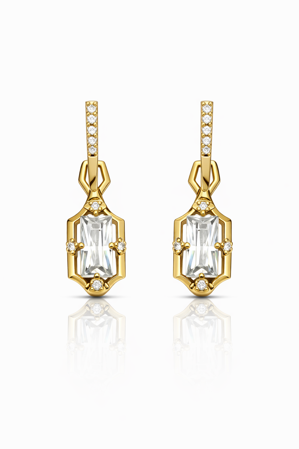 Baget Taşlı 14K Gold Küpe