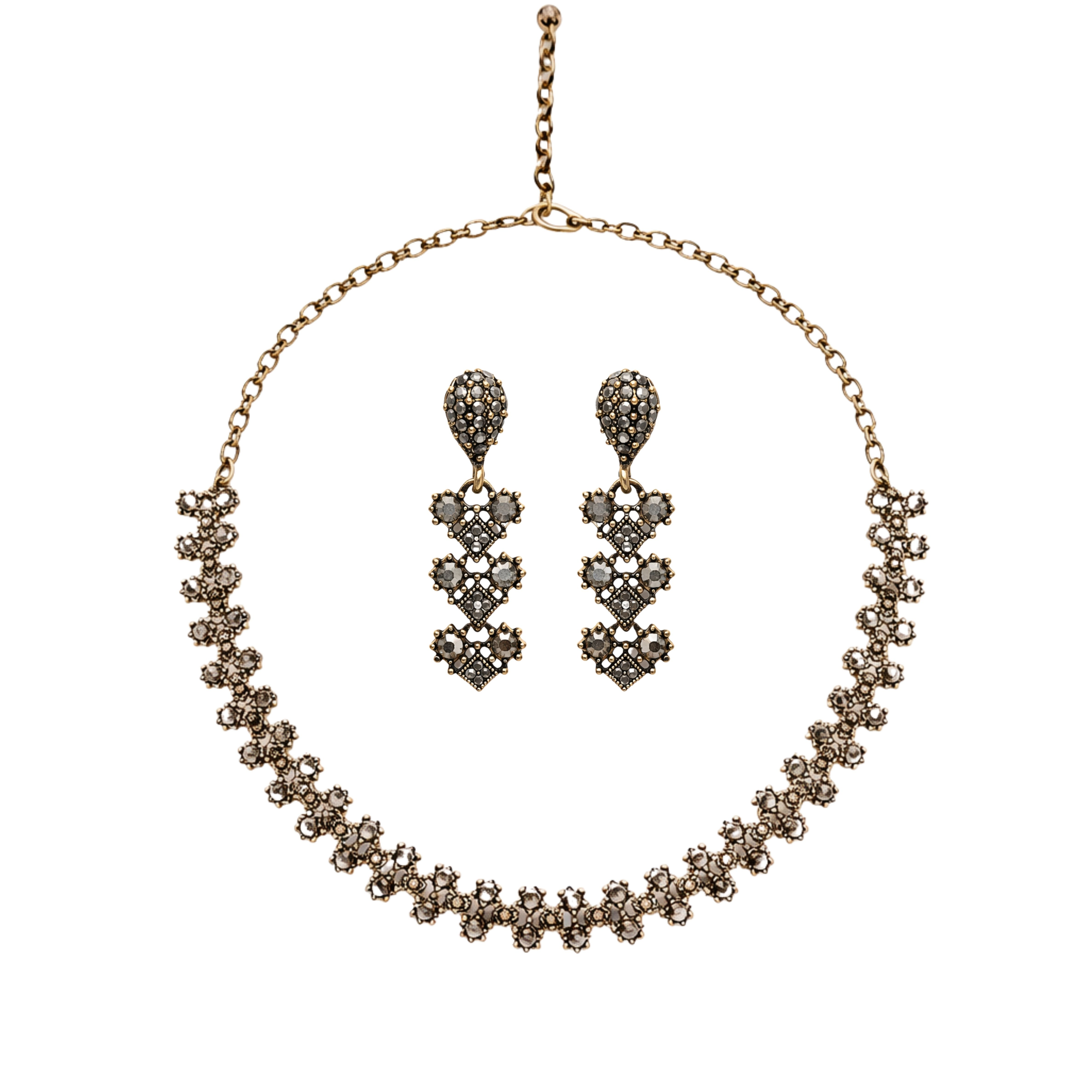 Geometrik Taşlı Bakır Set