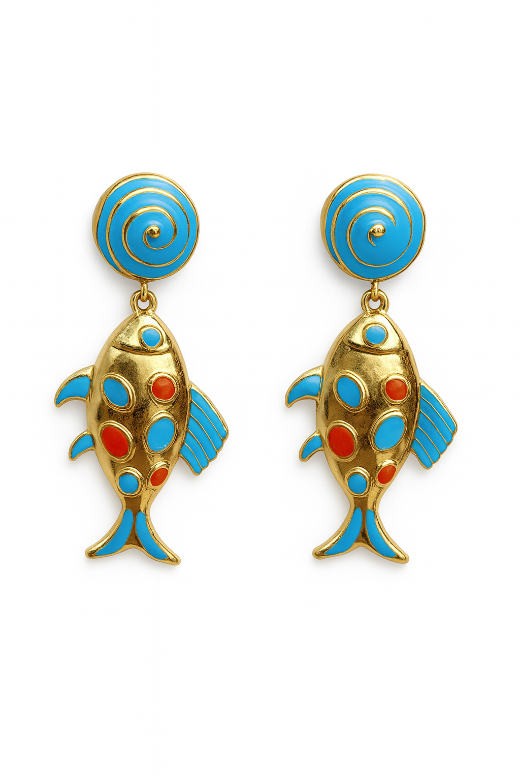 Renkli Balık Figürlü Sallantılı Çelik Küpe