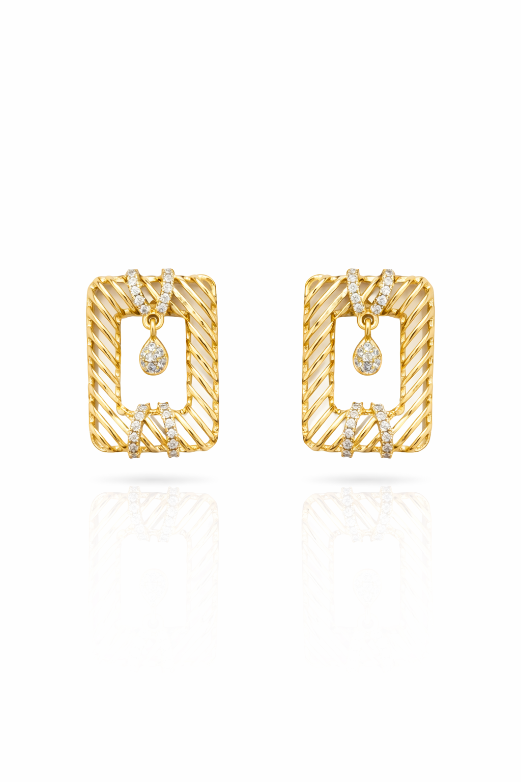 Zirkon Taşlı 14K Gold Kadın Küpe