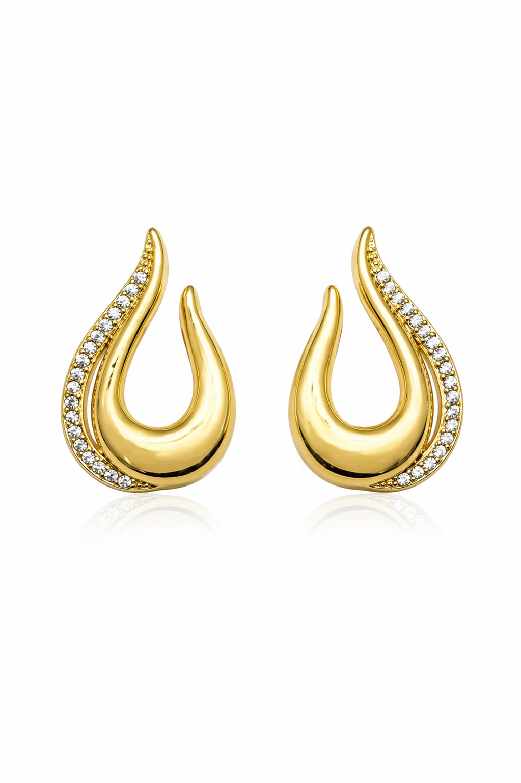 Zirkon Taşlı Damla Gold Kadın Küpe