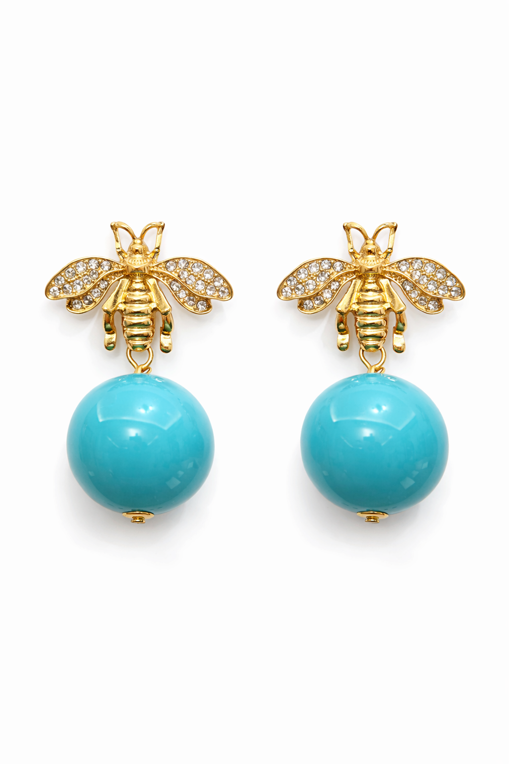 Arı Figürlü Turkuaz Kadın Çelik Küpe