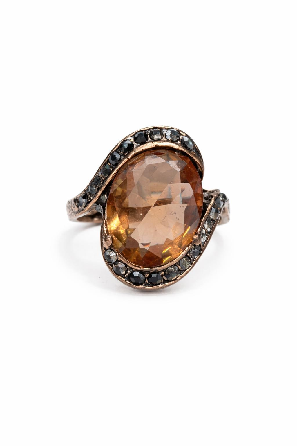 Oval Taşlı Bakır Yüzük