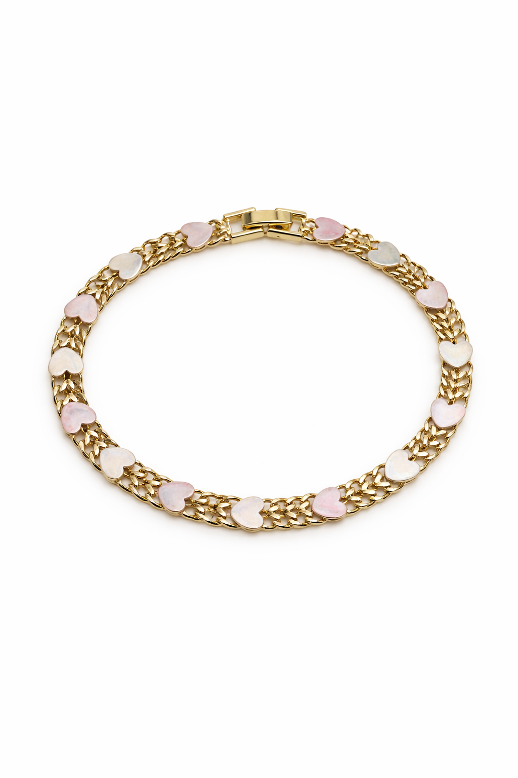 PEMBE KALPLİ 14K ÇELİK BİLEKLİK