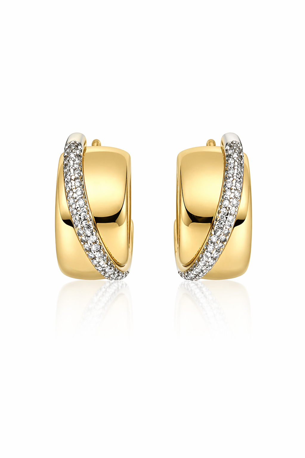 Taş Detaylı Gold Halka Küpe