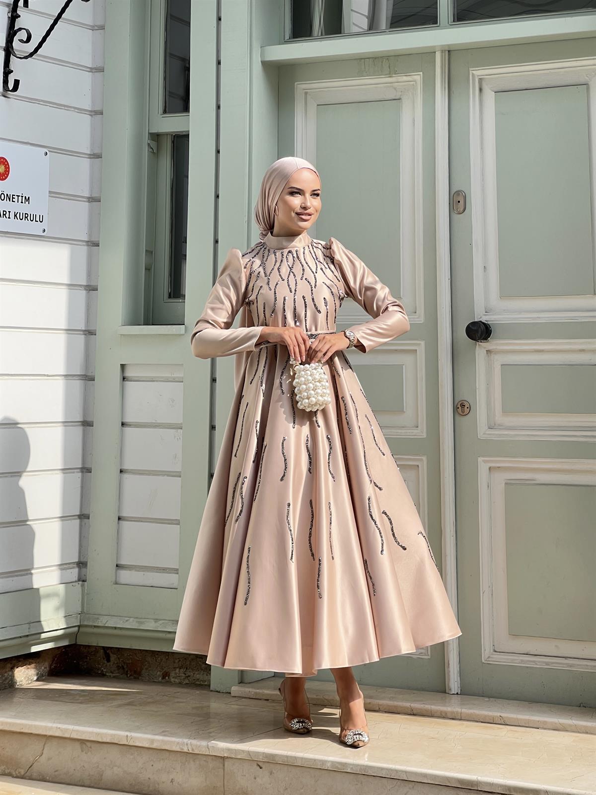 Nora –  Bej Abiye Elbise