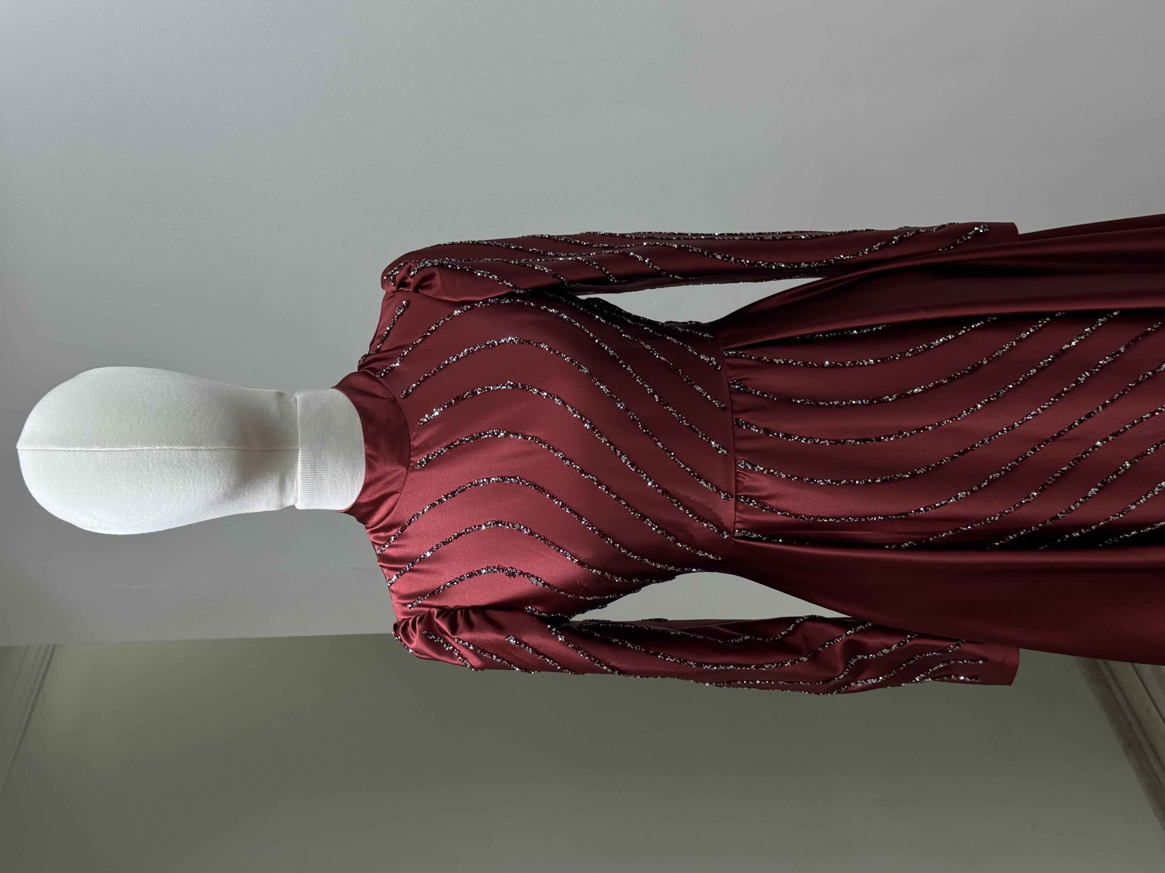 Sahra - Bordo Abiye Elbise